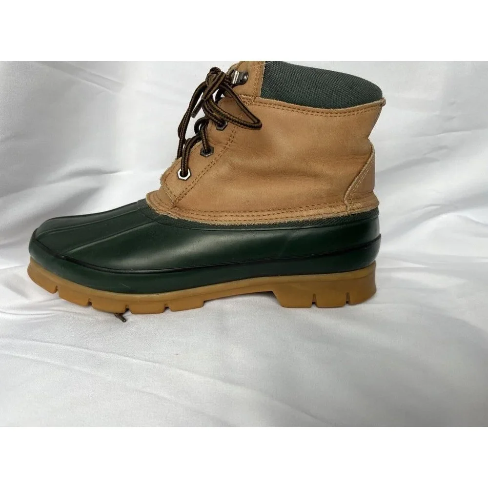 Lands End Mens 7 Womens 9‎ Boots Tan Green Duck Thinsulate Waterproof EUC
